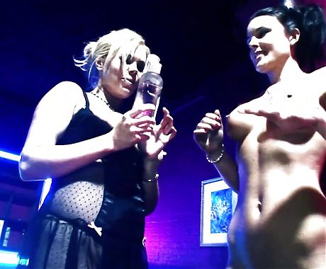 Two Horny Sluts Watch a Striptease and Decide to Fuck the Stripper with a Strapon